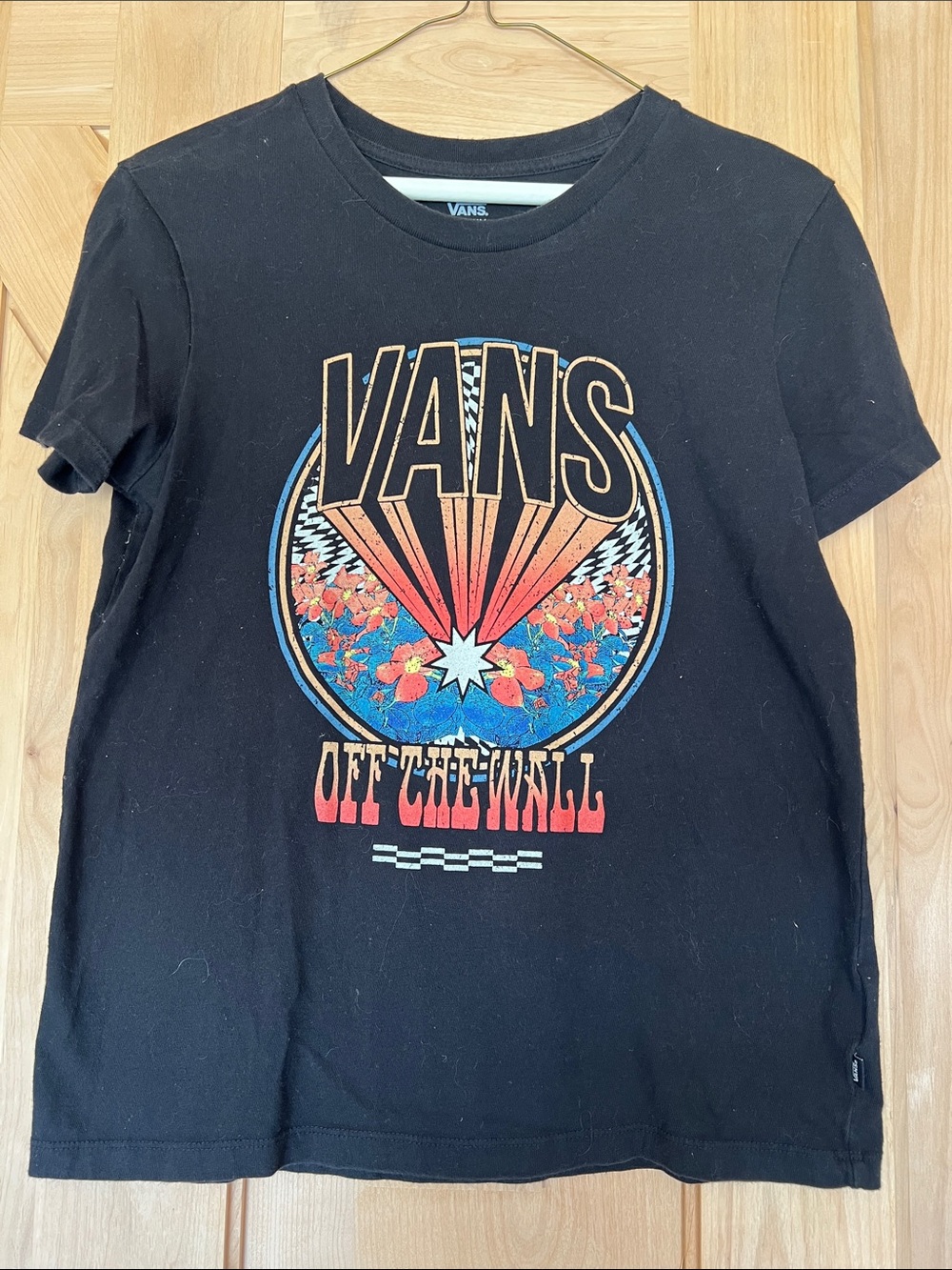 Vans Black Short-Sleeve Graphic Tee with Multicolor Retro Emblem